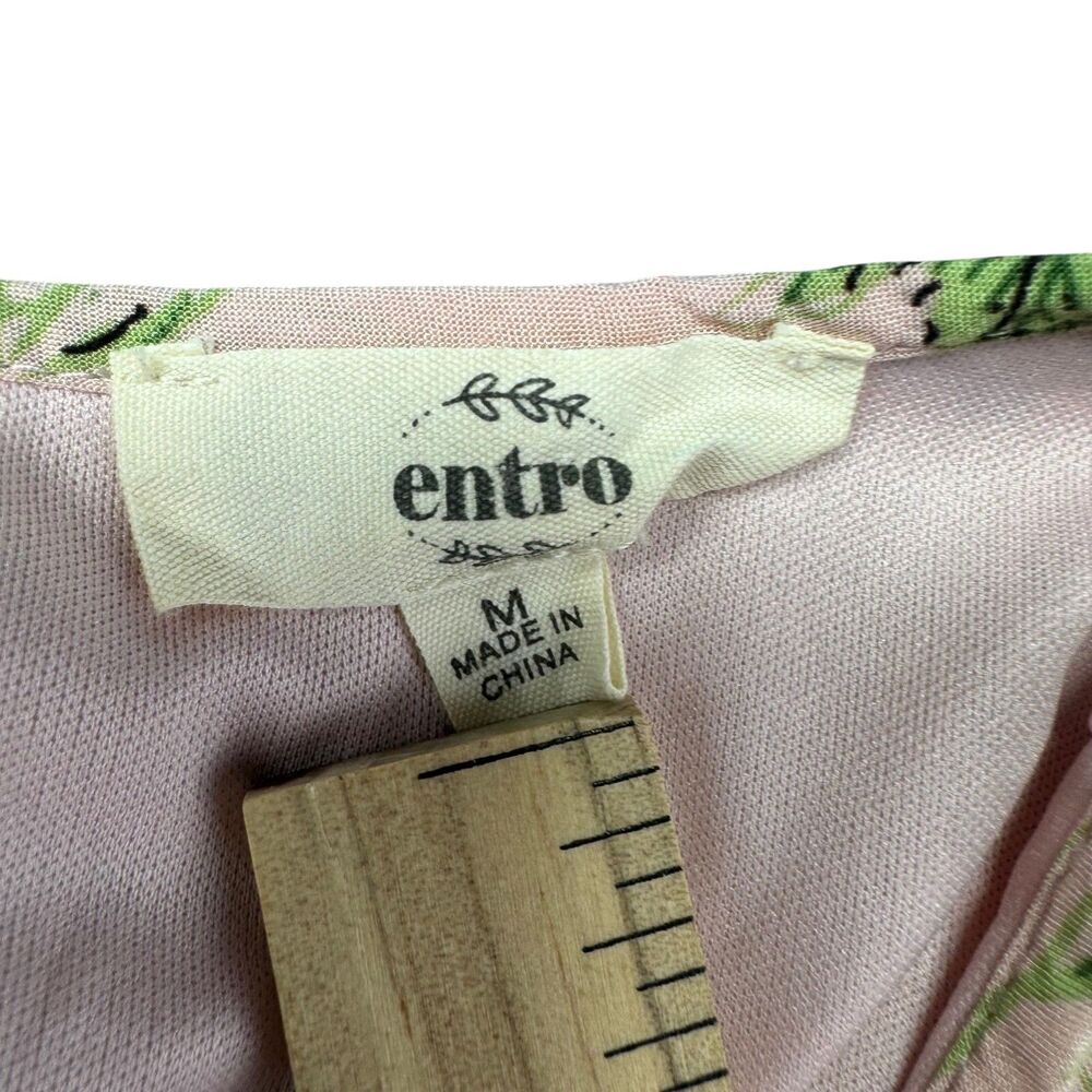 Entro Dress Women's Medium Pink Sleeveless Floral Midi Ruffled Lined Bohemian - Picture 3 of 11